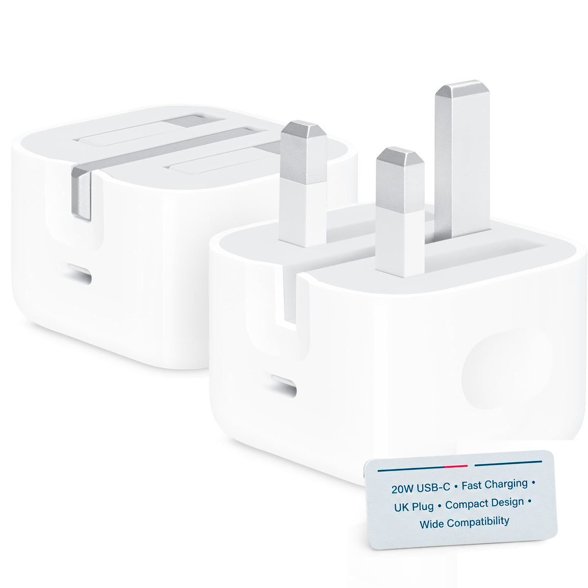 20W USB-C Fast Charger Plug – 2 Pack