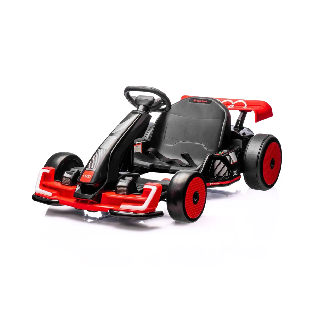 Red 24V ApexDrift Audi kids electric drift kart with racing seat, drift tyres and rear spoiler