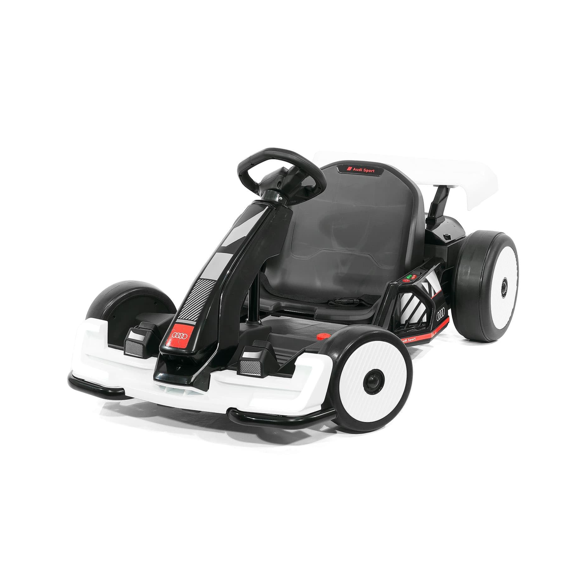 White 24V ApexDrift Audi electric drift go kart for kids with dual 150W motors and racing seat