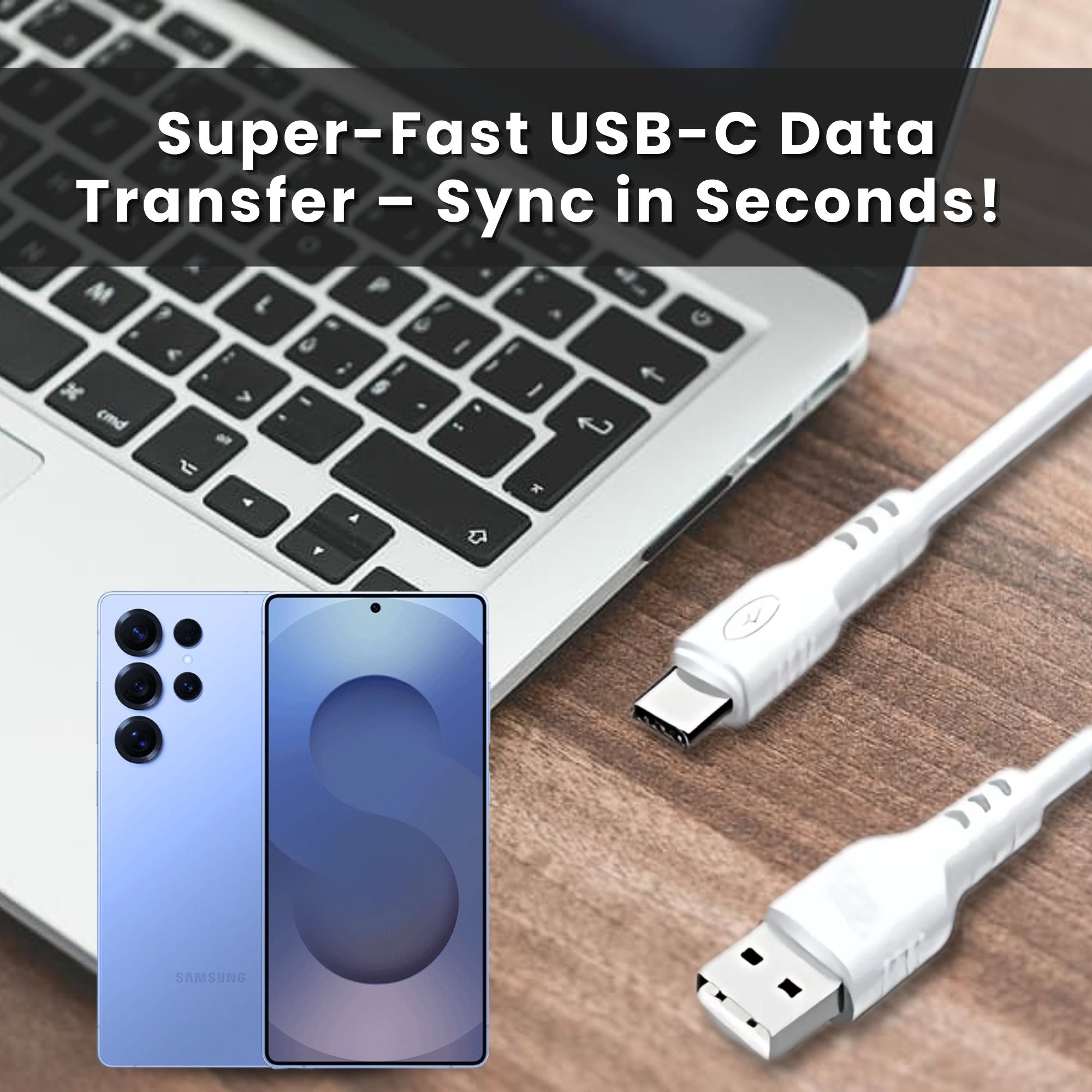 GKT Type C Cable white color, featuring super fast data transfer.