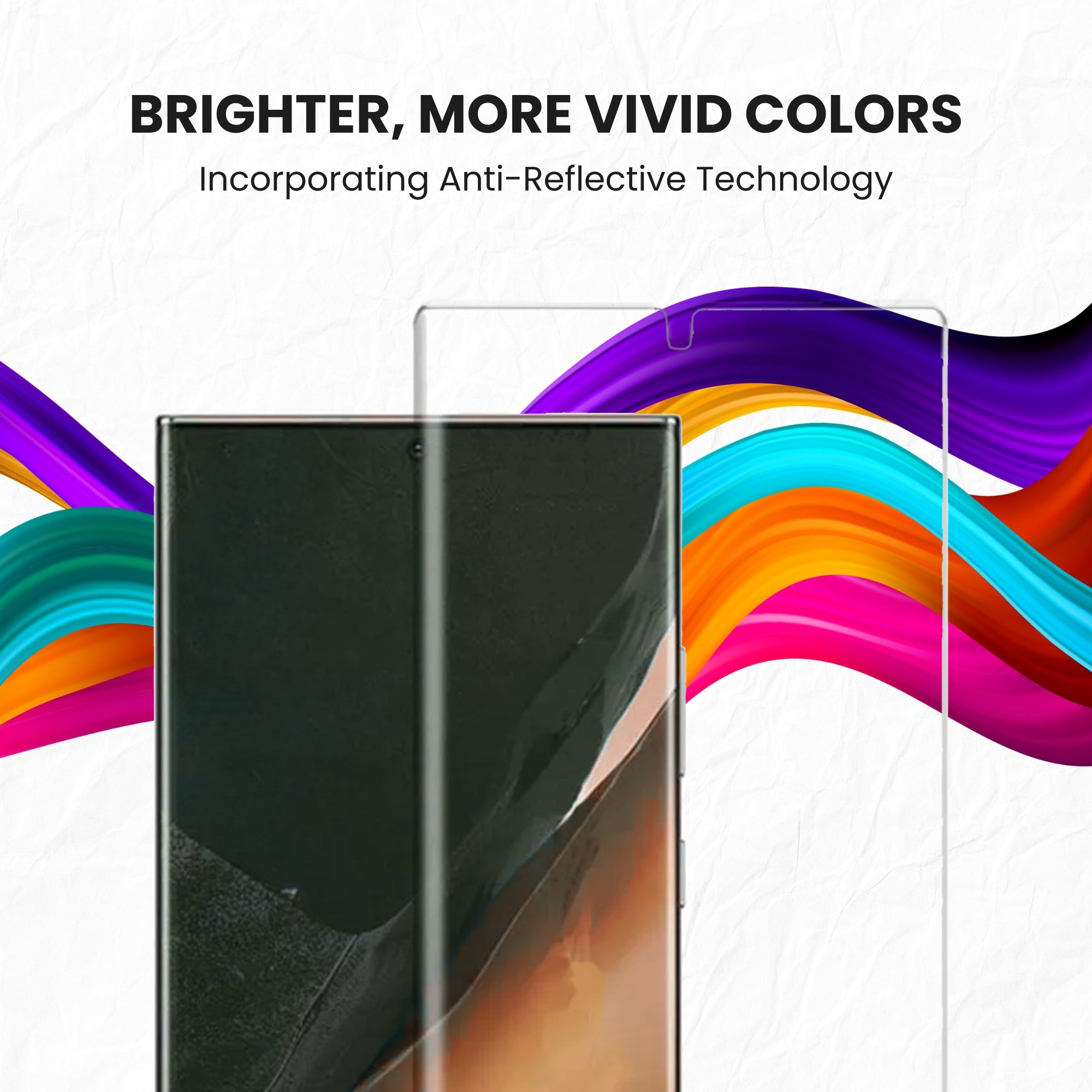 A clear glass screen protector for the Samsung Note series displayed on a plain background.