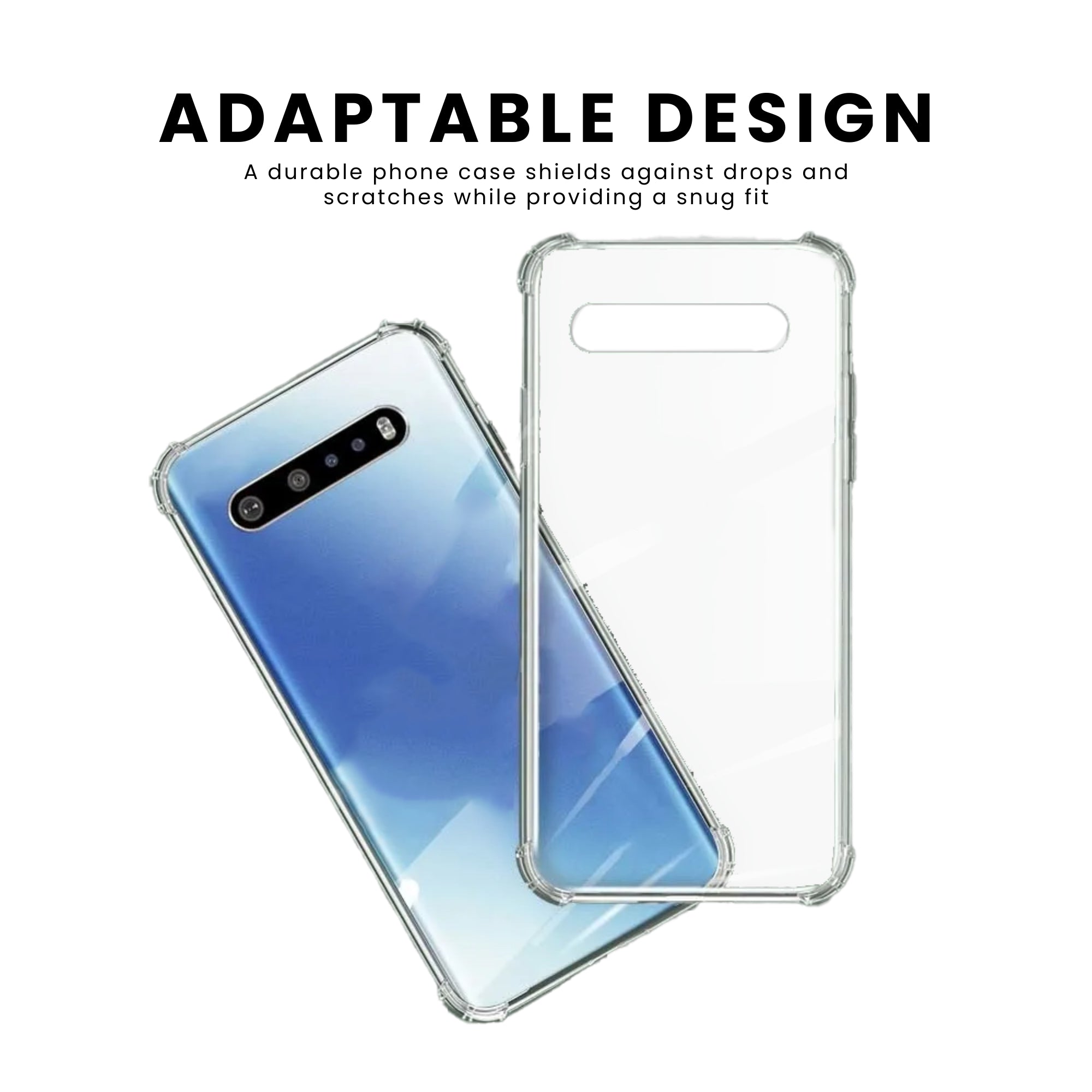 A clear protective case for LG smartphones, showing the phone's camera without covering them, with a visible color on the back.