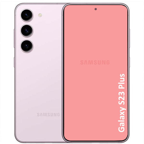 A Refurbished Samsung Galaxy S23 Plus phone showing front and back on a white background