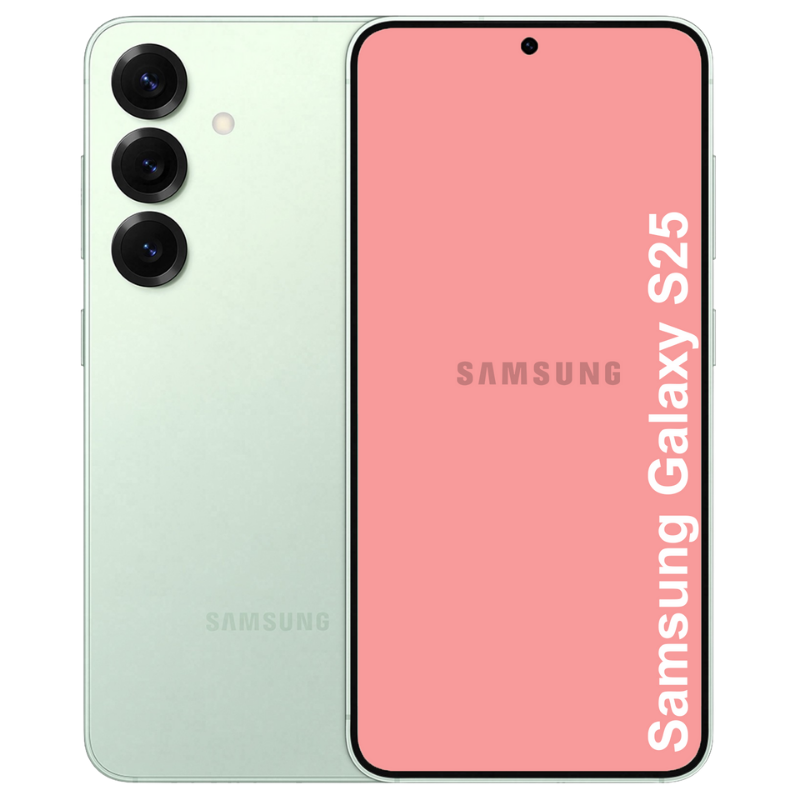 A Samsung Galaxy S25 Refurbished Phone in Green color, displayed over a white background.