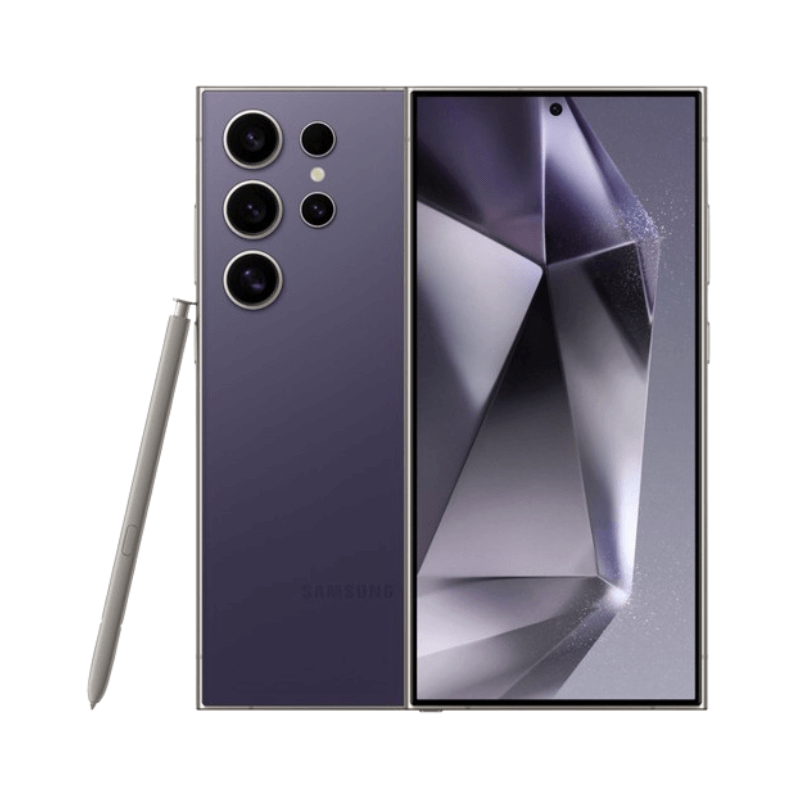 Samsung smartphone with stylus on a white background