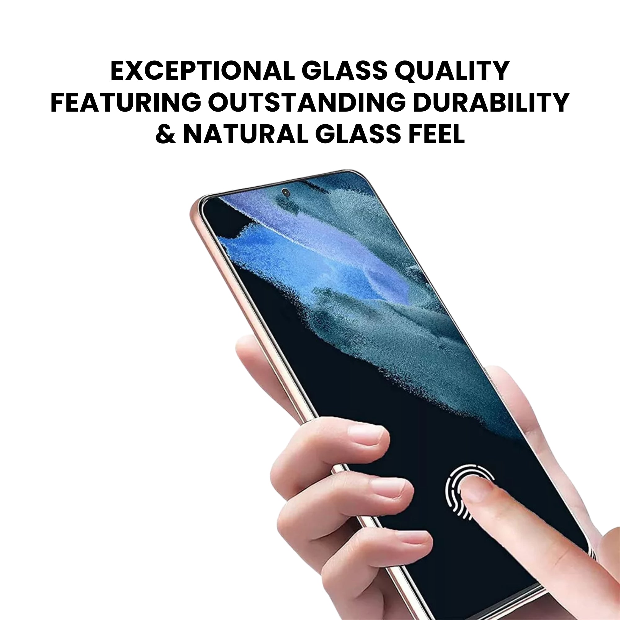 A clear tempered glass screen protector for all Xiaomi smartphones, shown over a plain background.