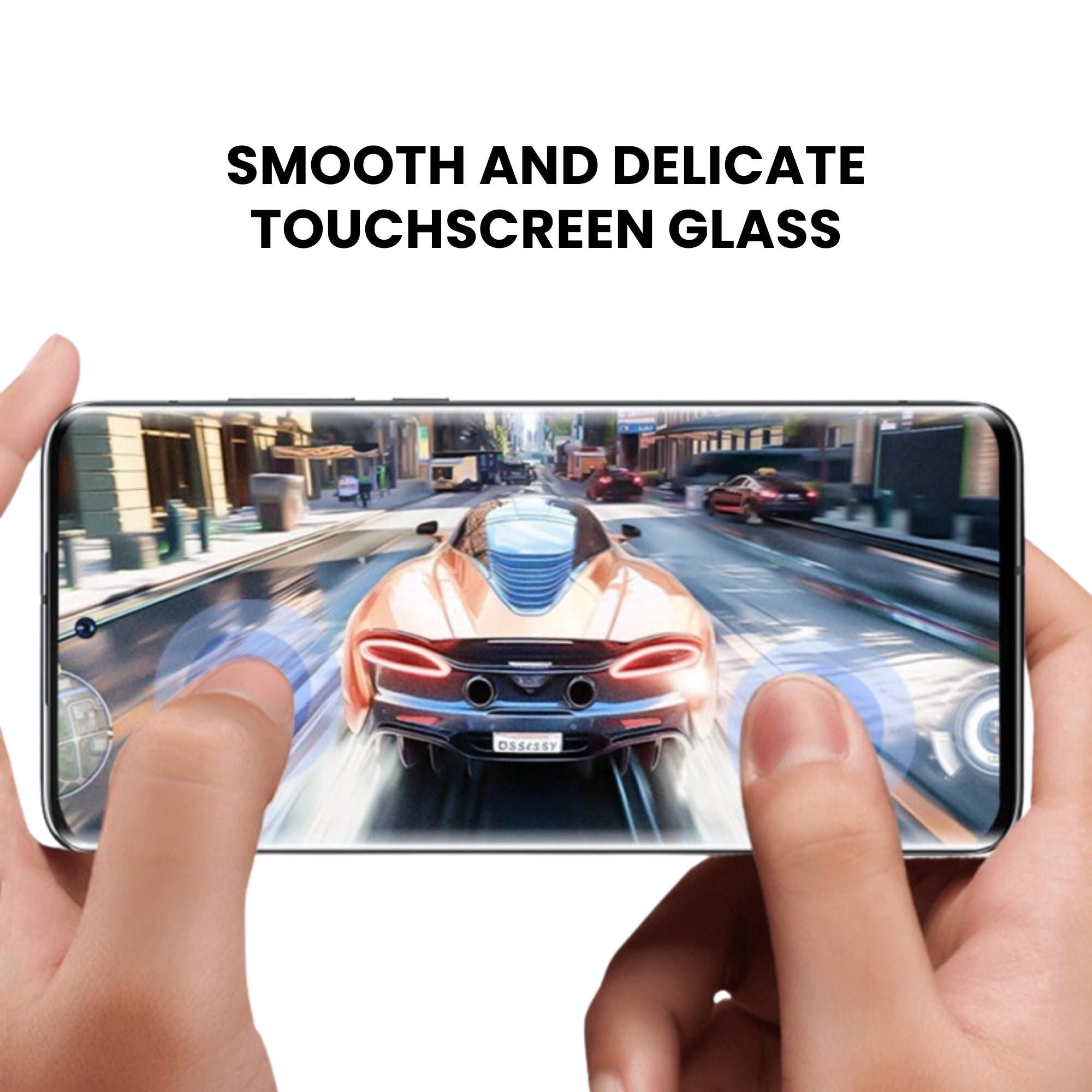 A clear tempered glass screen protector for all Huawei smartphone models, displaying smooth and delicate touchscreen glass over a white background.