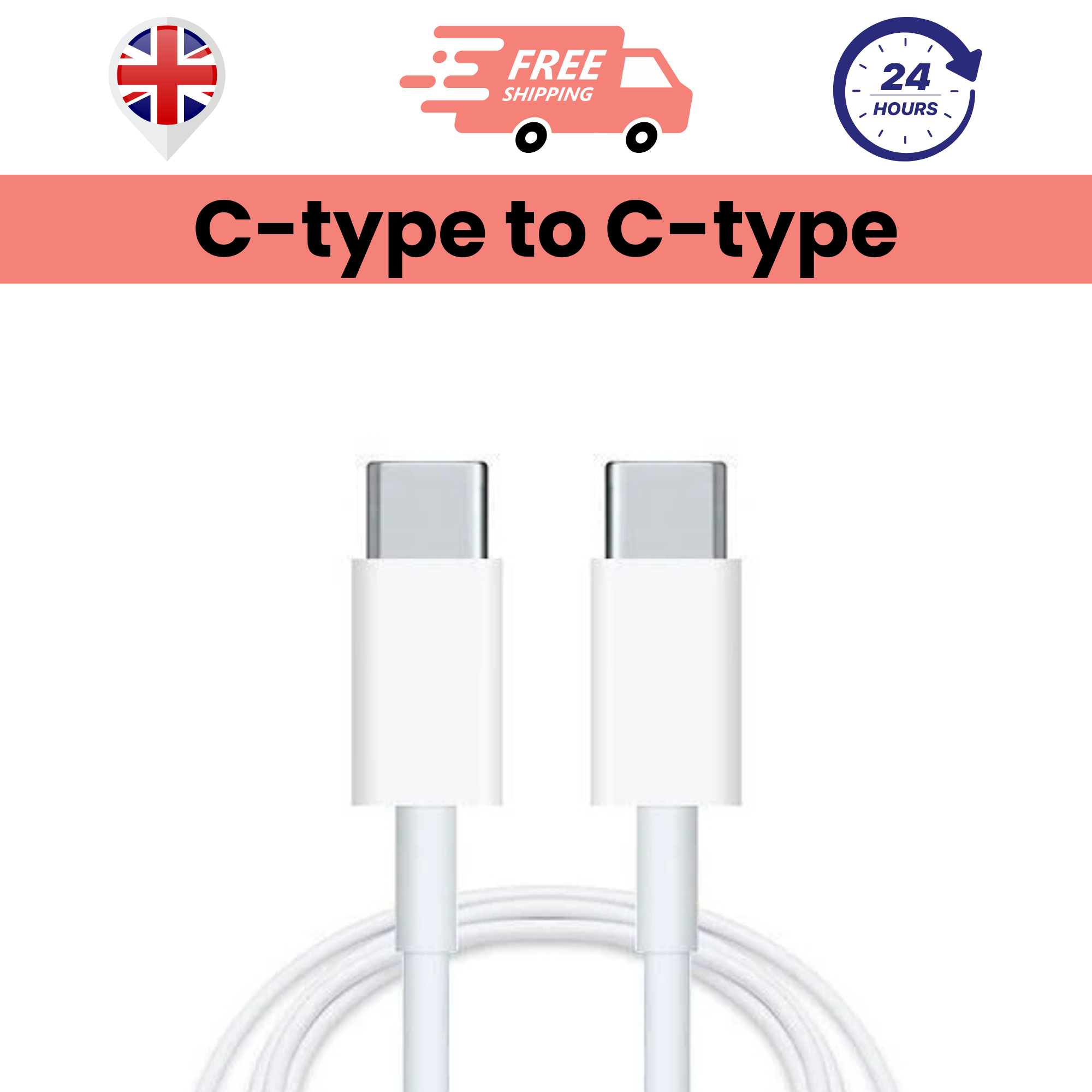 A white Type-C to Type-C cable with the text 'C-type to C-type' displayed.