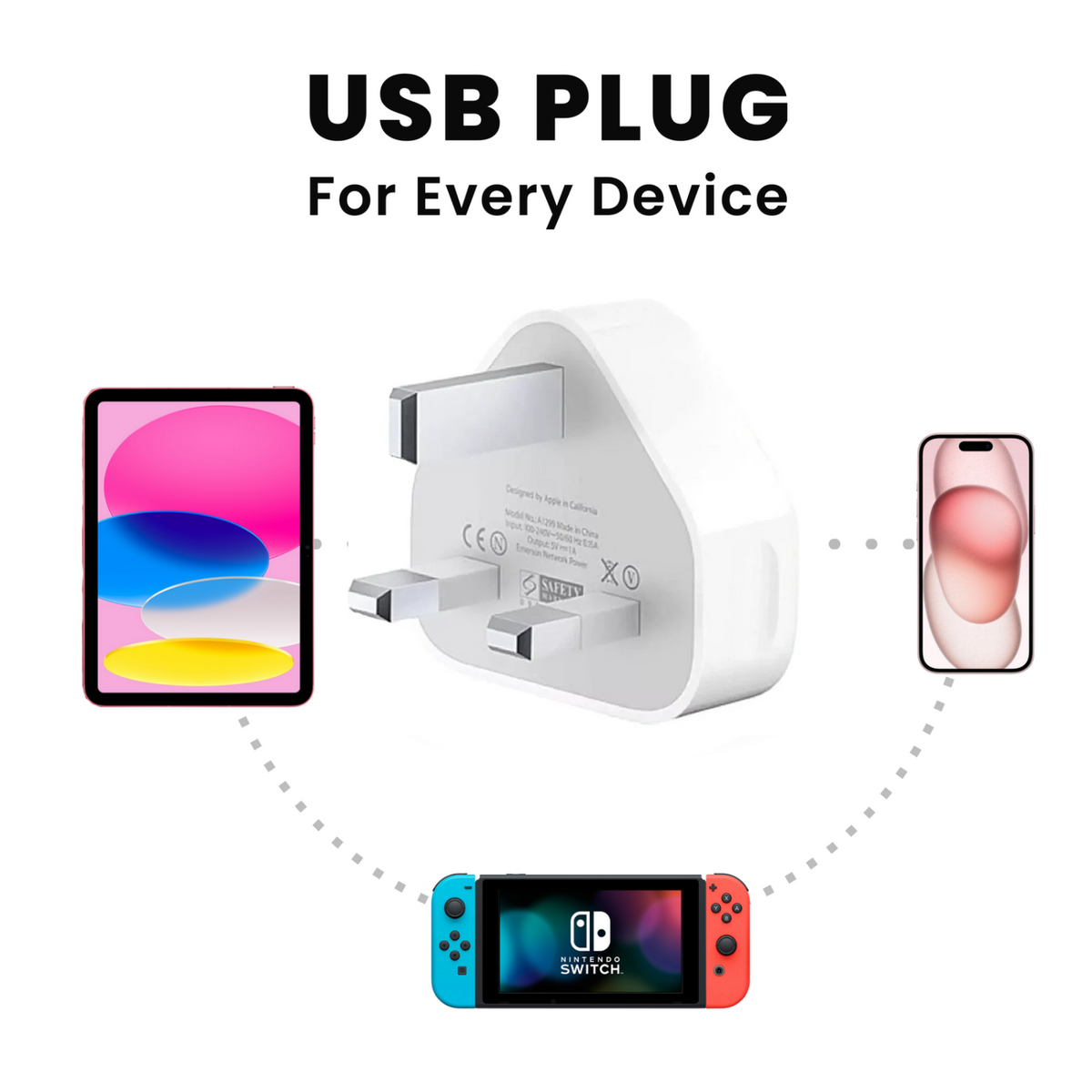 USB plug charger in white color for every device.