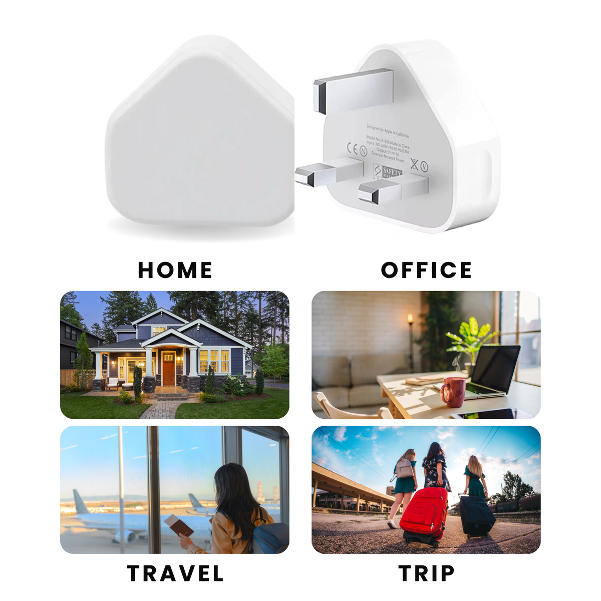 USB plug charger in white color for home, office, travel or trip.
