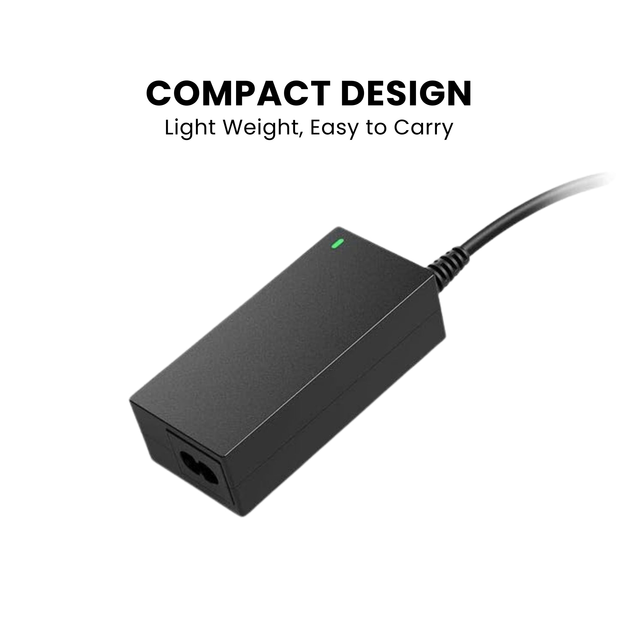 A black universal laptop charger.