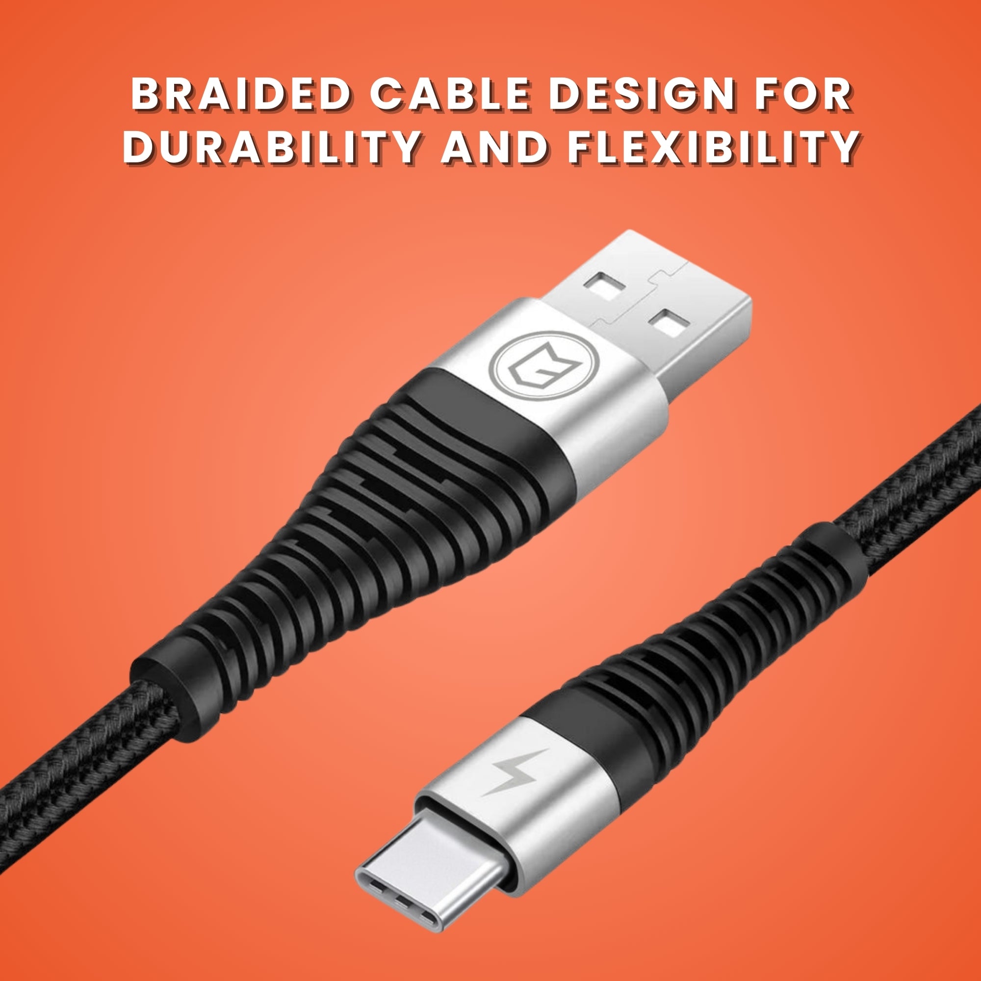 Vibe 3m Type C USB Cable, Durable and flexible with Braided design.