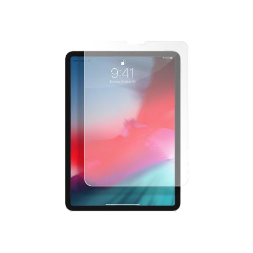 An image depicting an iPad Pro with a clear screen protector applied to the screen.