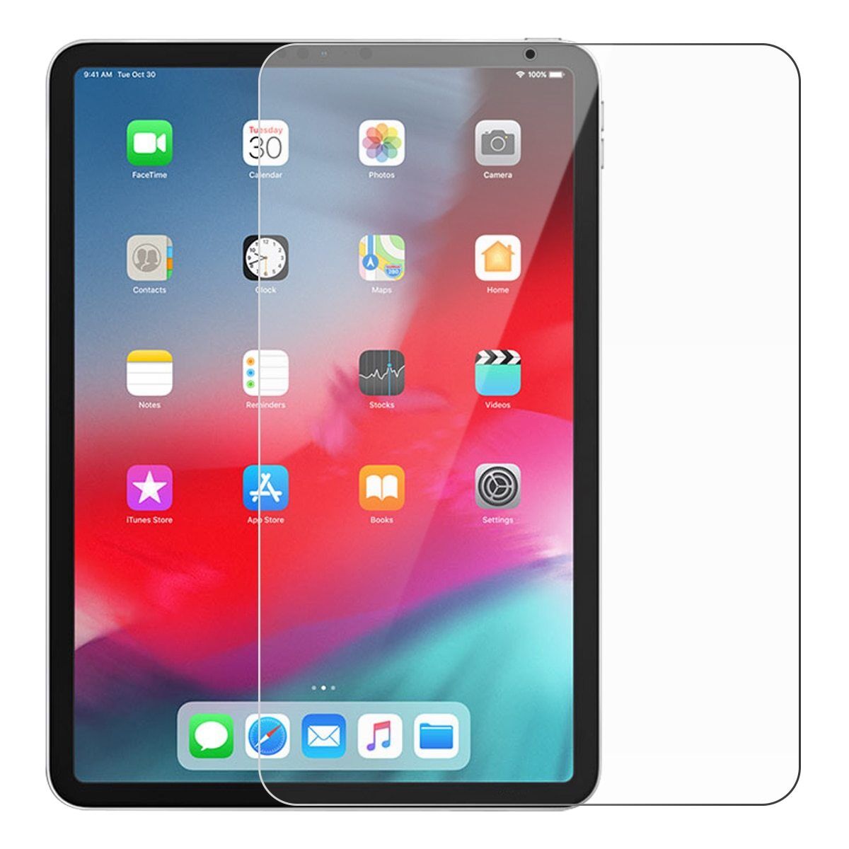 An image showing the screen protector applied on the iPad Pro 11-inch display, indicating clarity and fit.