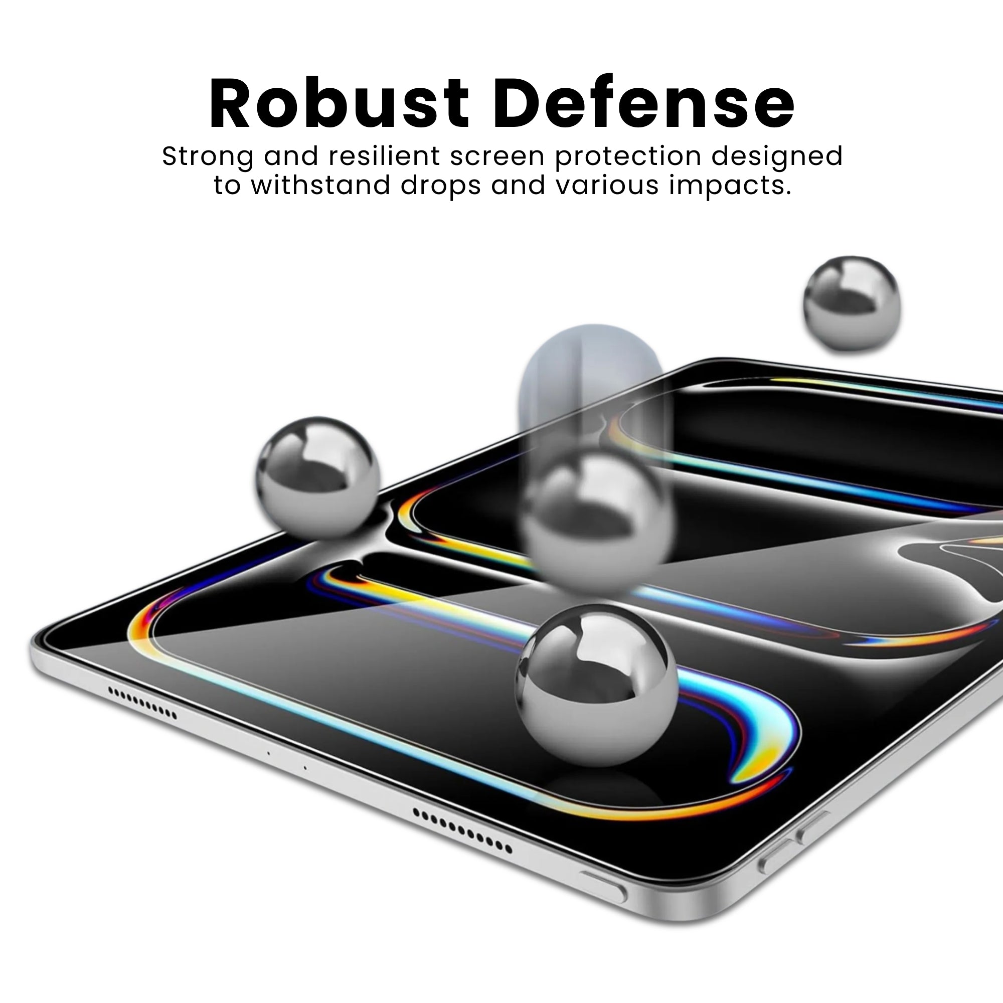 A clear tempered glass screen protector for the iPad Pro, displayed on a white background.