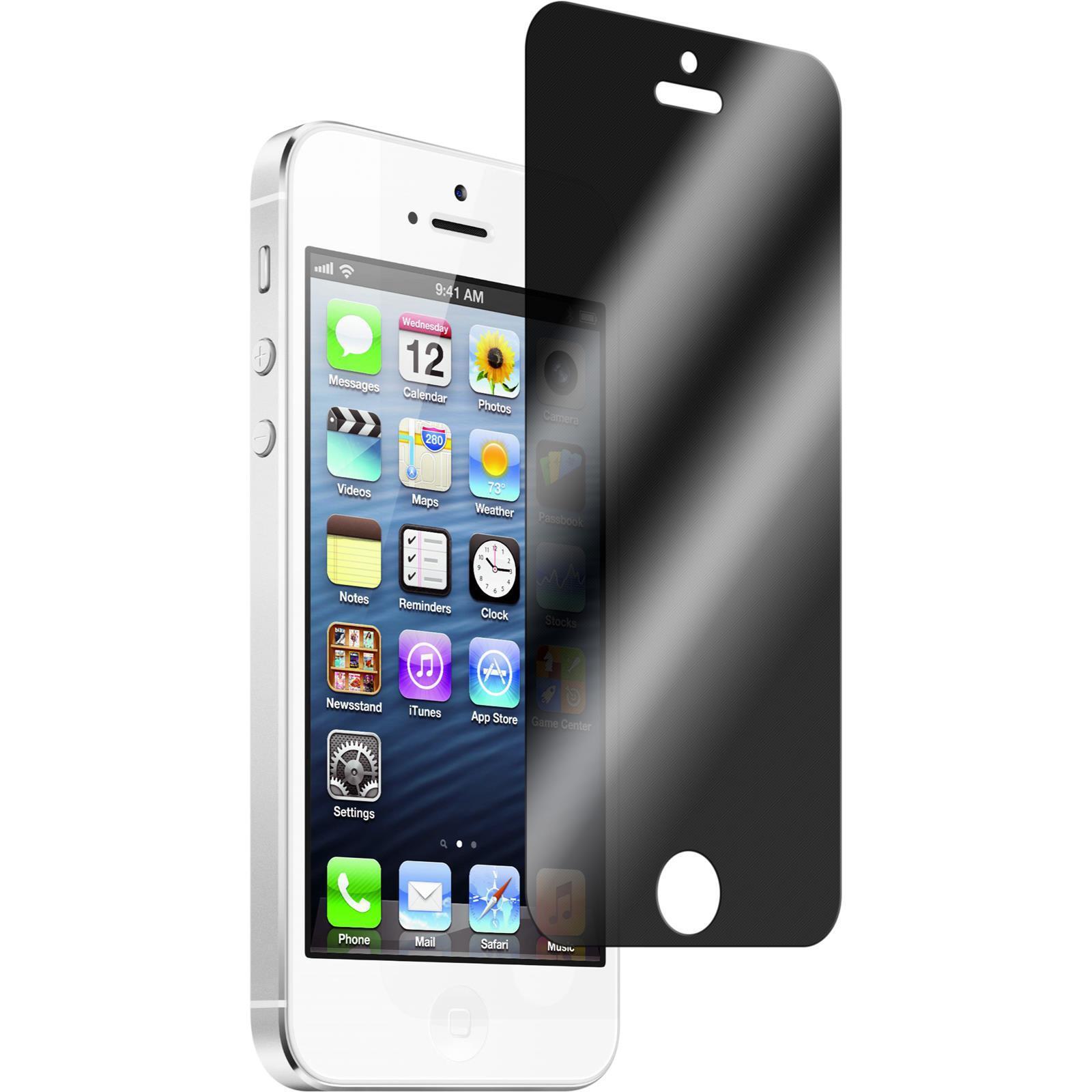 An iPhone 5S with a tinted screen protector placed on it, demonstrating the clarity and fit of the protector on the phone.