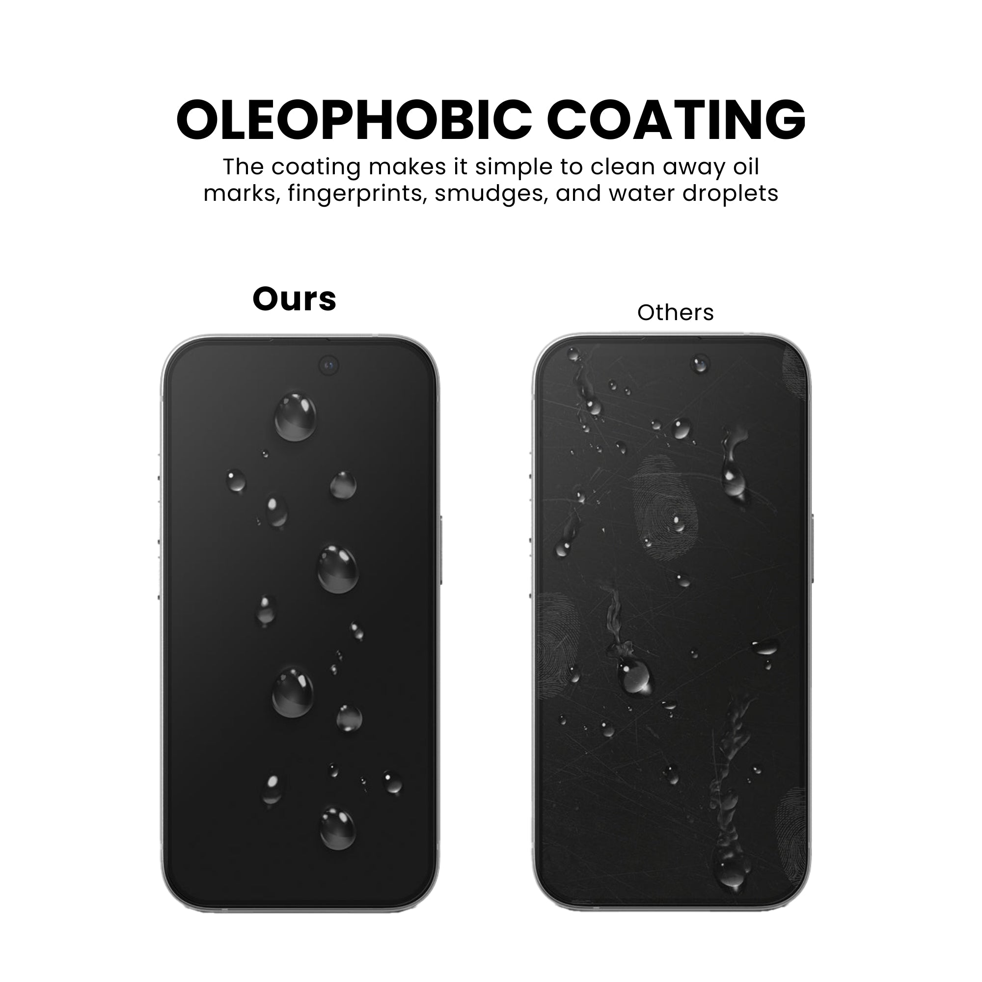 Tinted tempered glass screen protector for iPhone, showing the oleophobic coating.