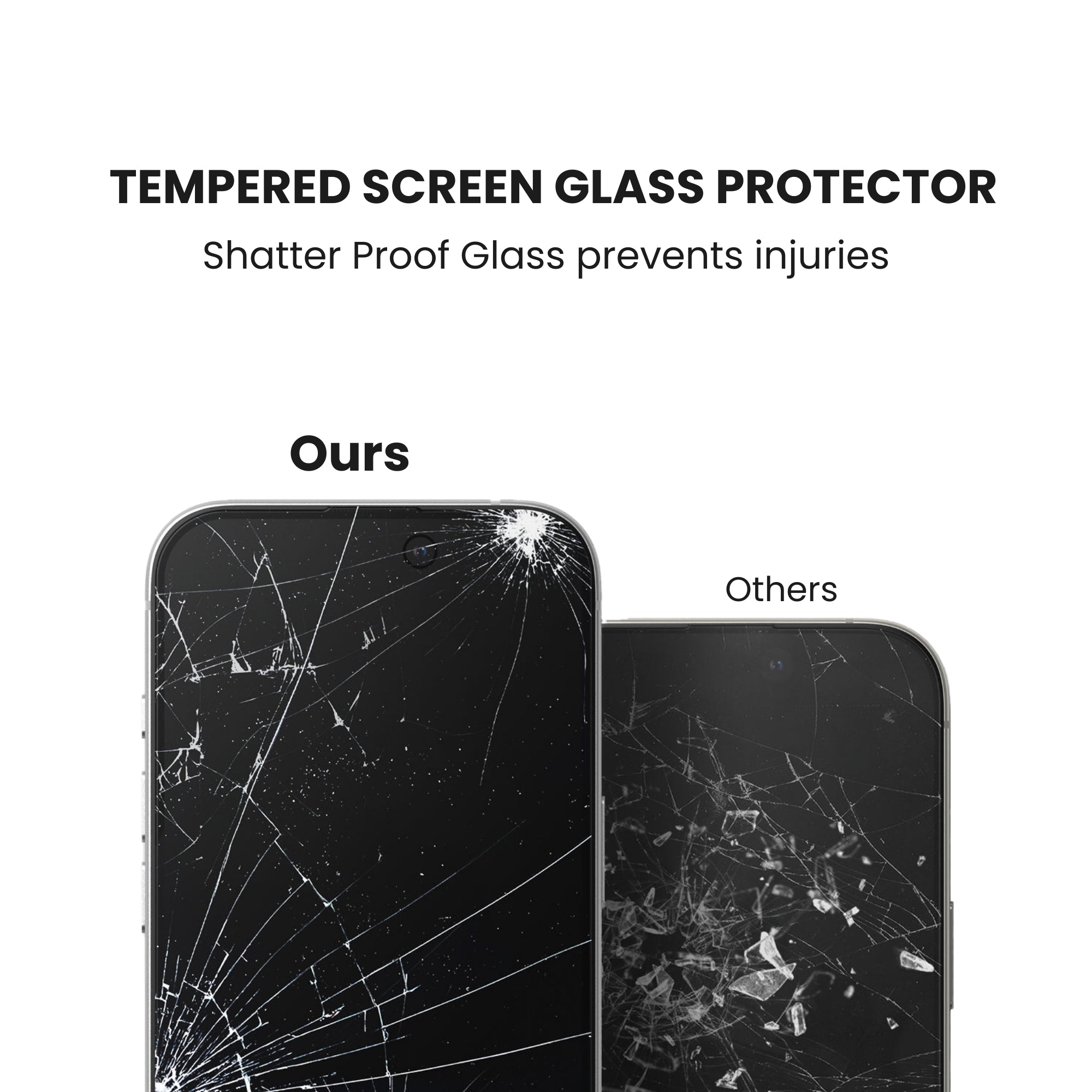 Tinted tempered glass screen protector for iPhone, showing the shatterproof glass protection.