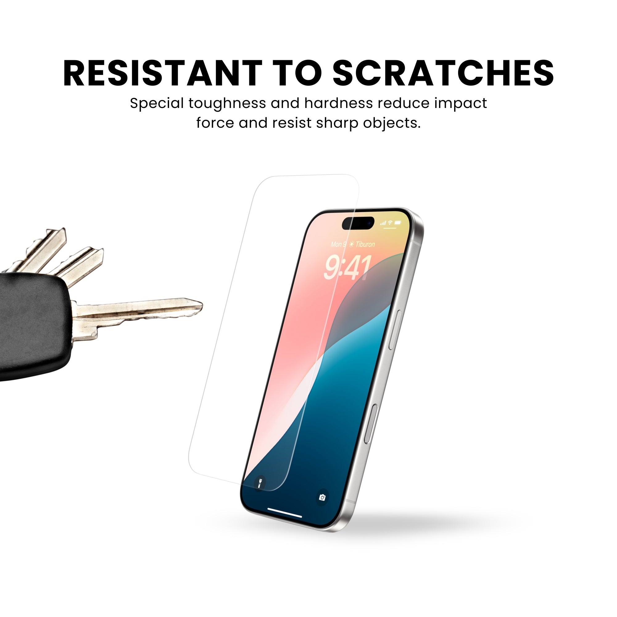 An iPhone screen protector with resistant to scratches.