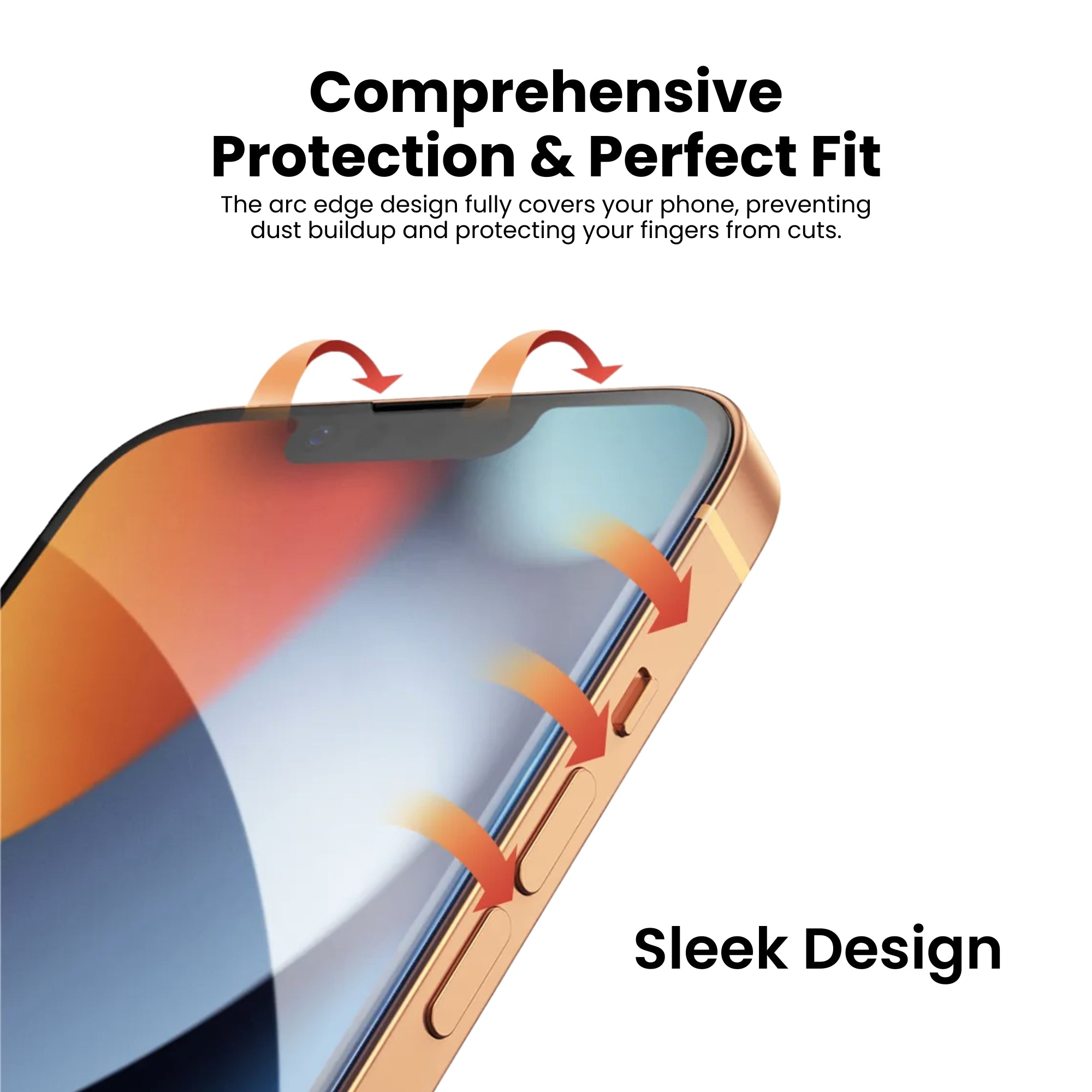 A tempered iPhone screen protector with comprehensive protection and perfect fit.