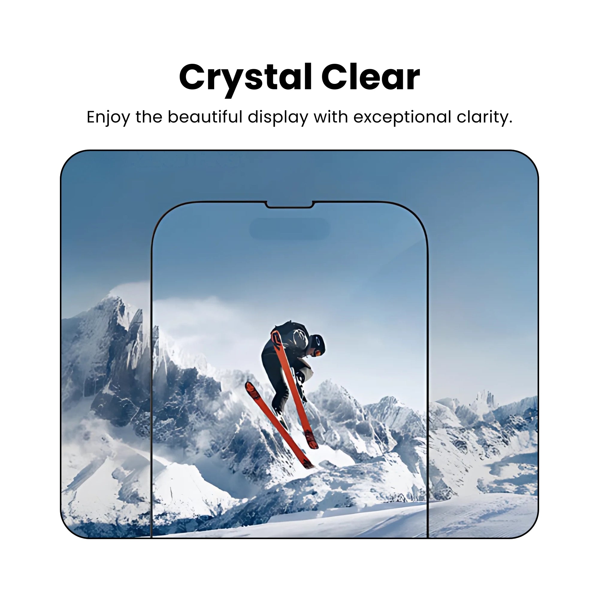 A tempered iPhone screen protector with comprehensive protection and perfect fit with crystal clear visibility.