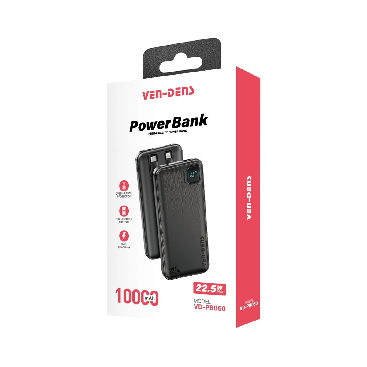 Original VEN-DENS VD-PB060 10000mAh 22.5W fast charging power bank retail packaging