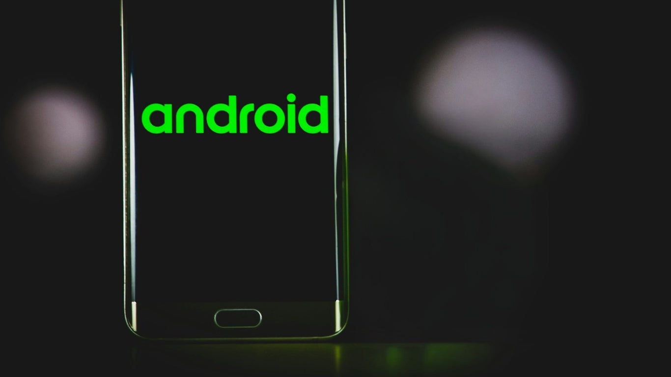 Android phone turned off with the Android text displayed on the screen, indicating restart or boot issue