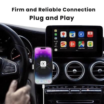 1 Metre Genuine Apple Lightning Charging USB Cable For iPhones and iPads displayed attached to phone in a car in the background