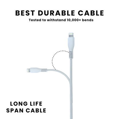 1 Metre iPhone USB Cable Charger Lead, best durable bend tested cable displayed over a white background.