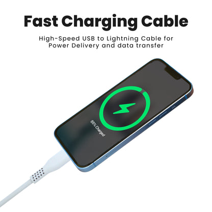 1 Metre iPhone USB Cable Charger Lead, fast charging cable displayed over a white background