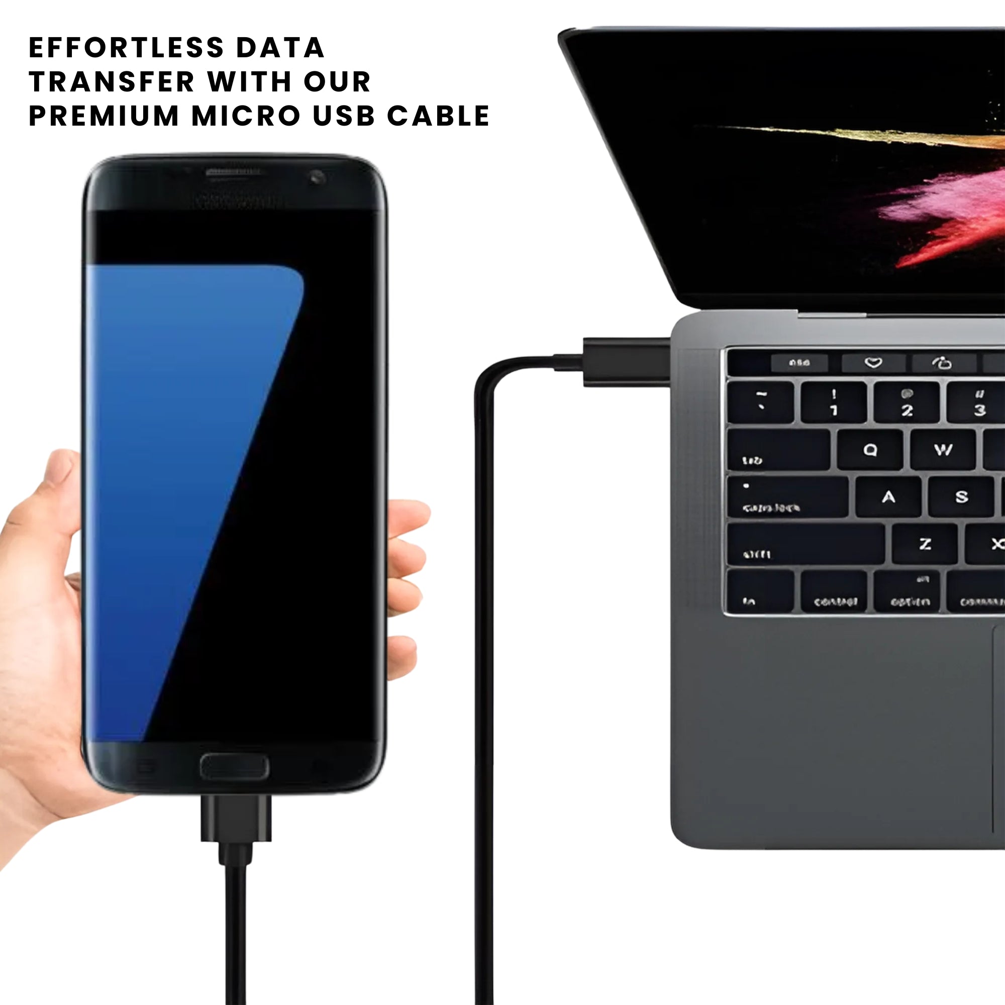 1m Micro USB To USB Charger Cable, fast and effortless data transfer.