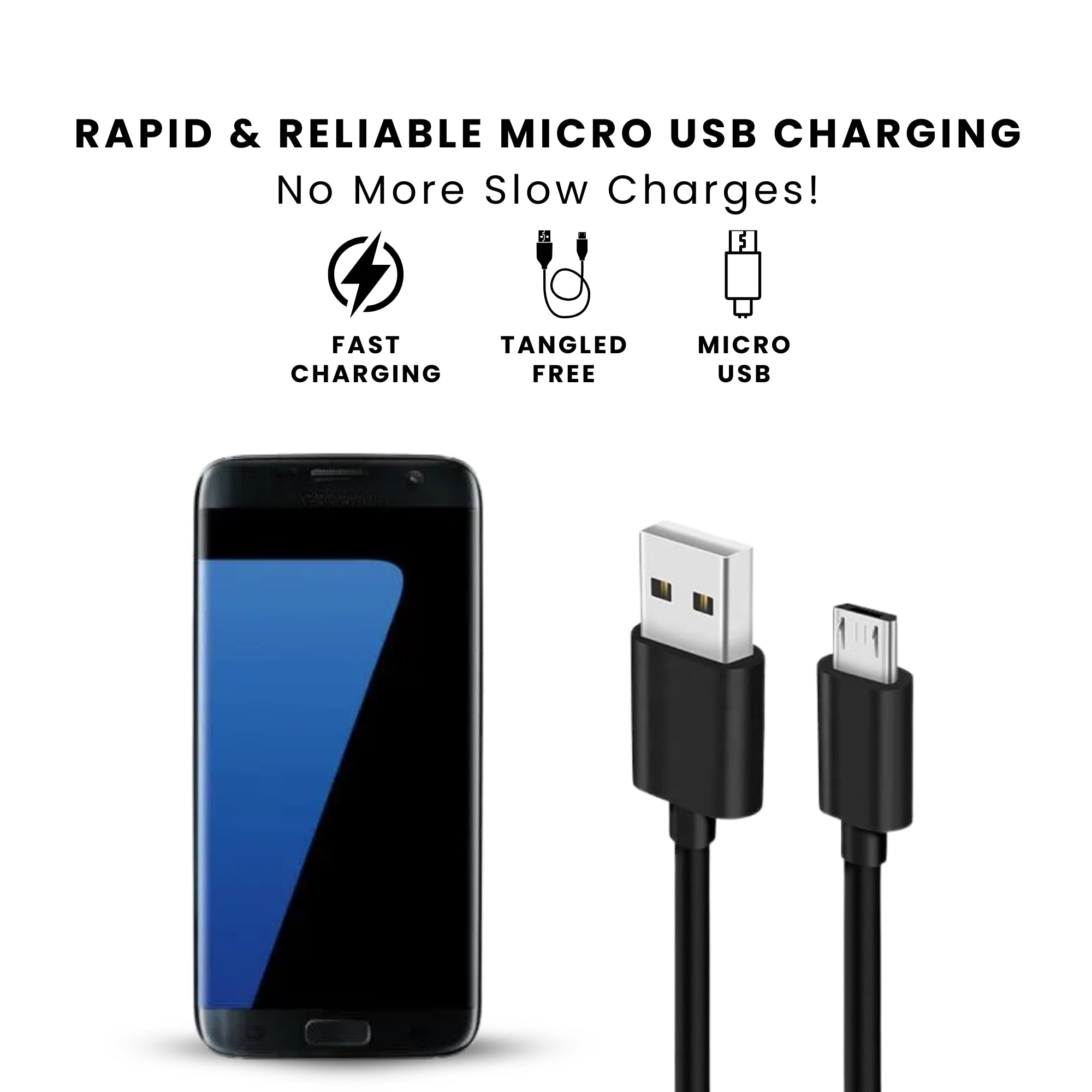 1m Micro USB To USB Charger Cable, Rapid & reliable cable with fast charging.