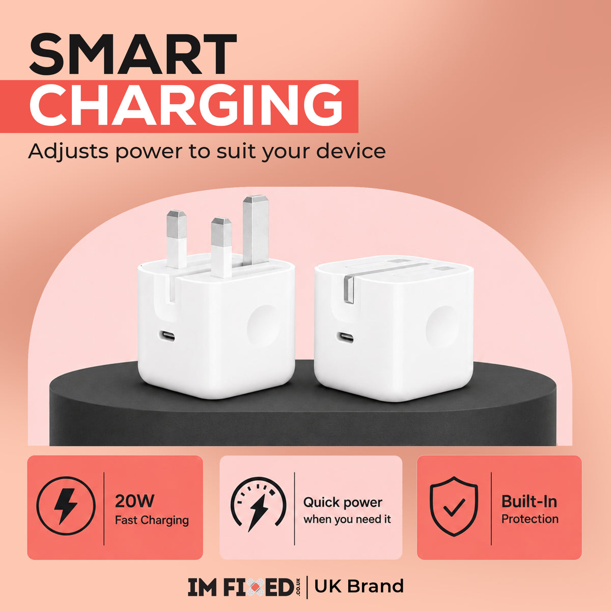 20W USB-C Fast Charger Plug – 2 Pack