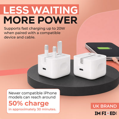 20W USB-C Fast Charger Plug – 2 Pack