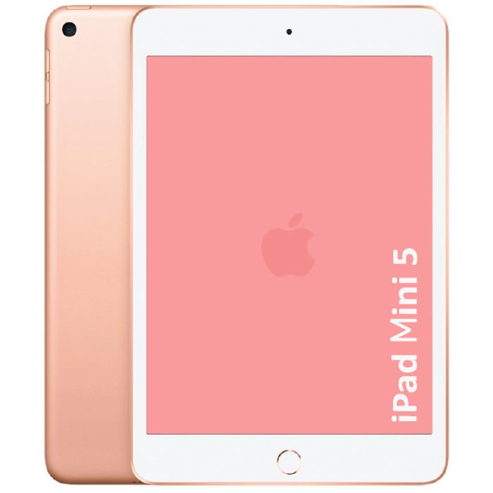 Rose gold Apple iPad Mini 5 on a white background