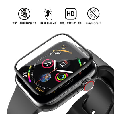 A screen protector for Apple Watch, transparent responsive, anti-fingerprint and high definition, bubble free.