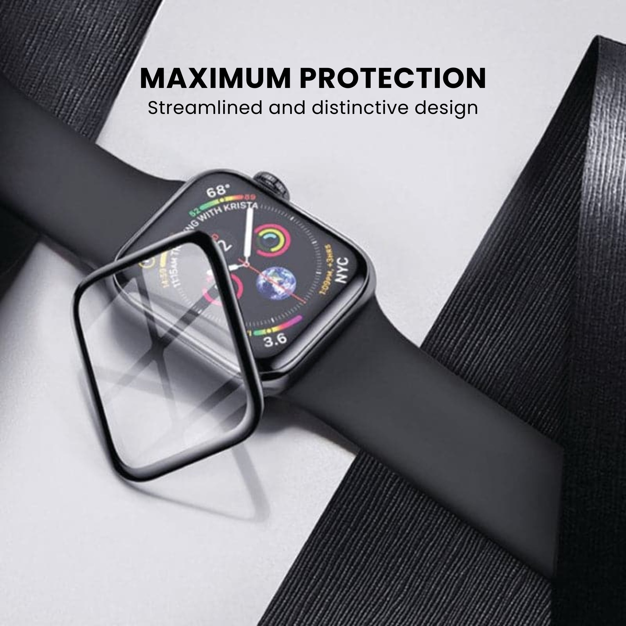 A screen protector for Apple Watch, which appears to be transparent that provides maximum protection.