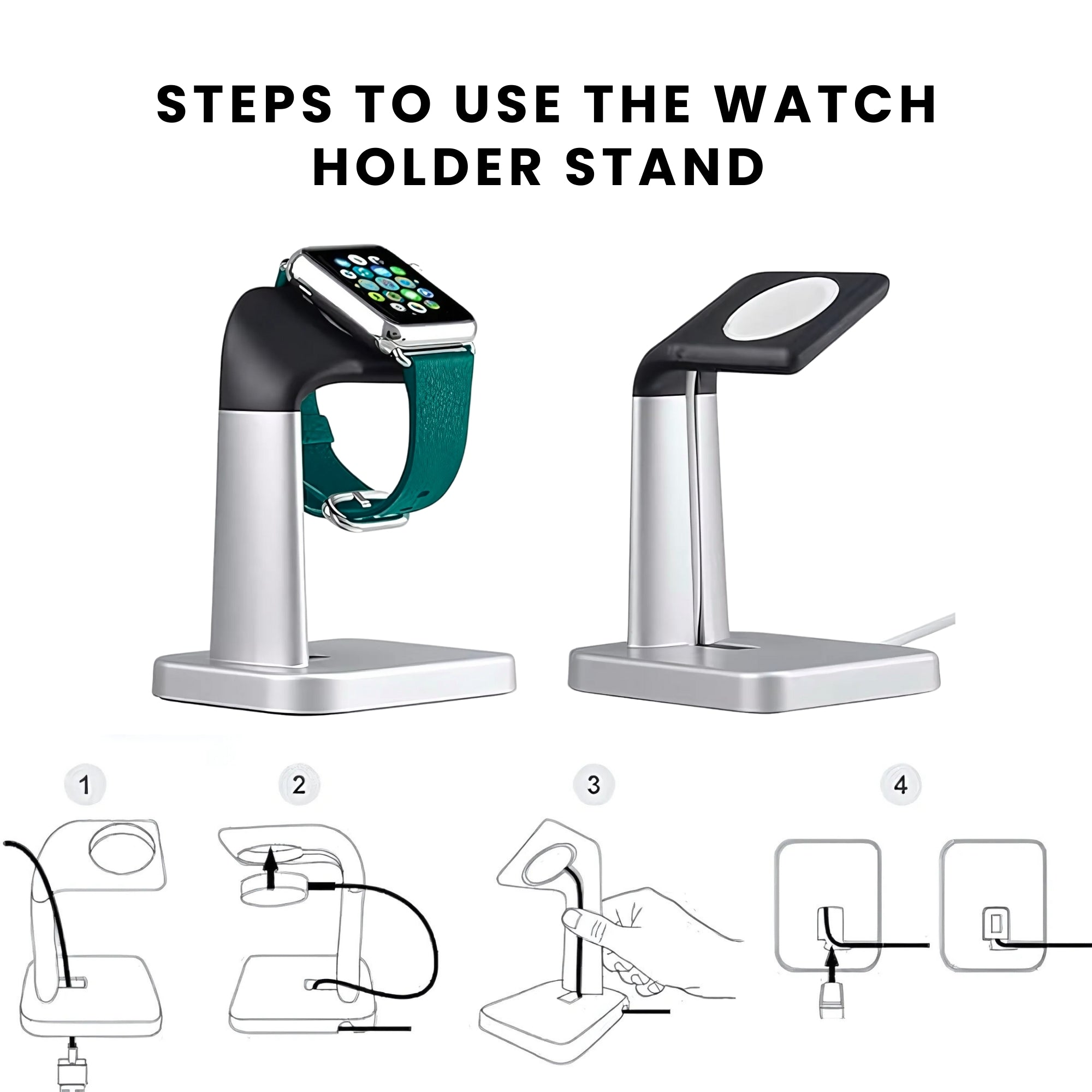 Step to use Apple watch Desktop Charging Dock Stand Holder