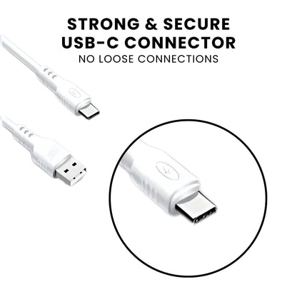 GKT Type C Cable in white color, featuring that the cable is strong and secure.