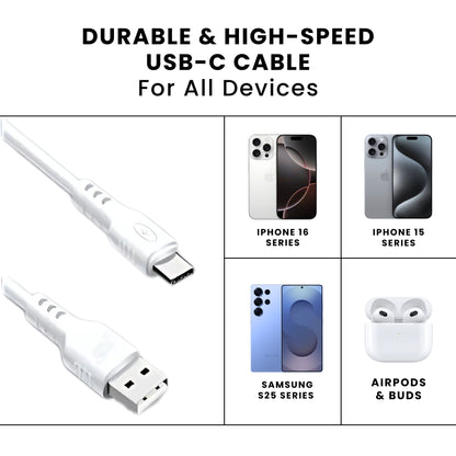 GKT Type C Cable white color, featuring durable and high speed USB-C cable for all devices.