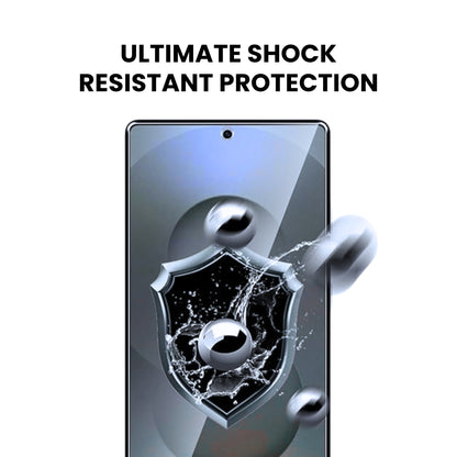 A clear glass screen protector for the Samsung Galaxy S series with ultimate shock resistant protection displayed on a plain background.