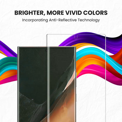 A clear glass screen protector for the Samsung Note series displayed on a plain background.