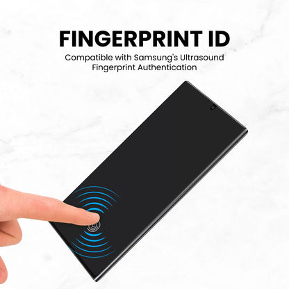 A clear glass screen protector for the Samsung Note series displayed on a plain background.