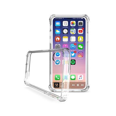 A clear iPhone 13 Gorilla case made with PC and TPU materials, showcasing the phone's screen and back without any visible branding or design.