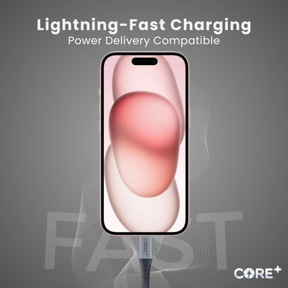 Core Braided Grey 1.5 Metre Charging Cable for iPhone and iPad