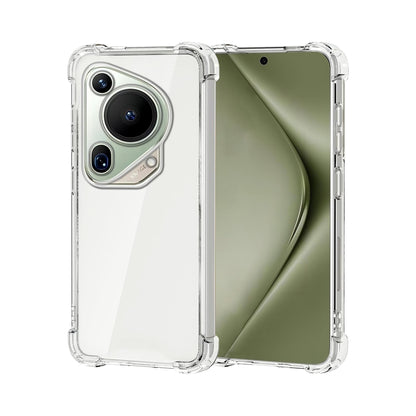 A clear protective case for a Huawei smartphone, showing the back and side view with raised bezels for screen and camera protection.