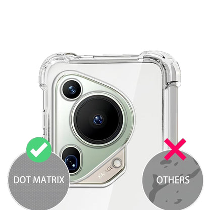 A clear protective case for a Huawei smartphone, showing the back and side view with raised bezels for screen and camera protection.