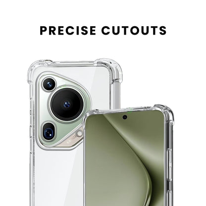 A clear protective case for a Huawei smartphone, showing the back and side view with raised bezels for screen and camera protection.