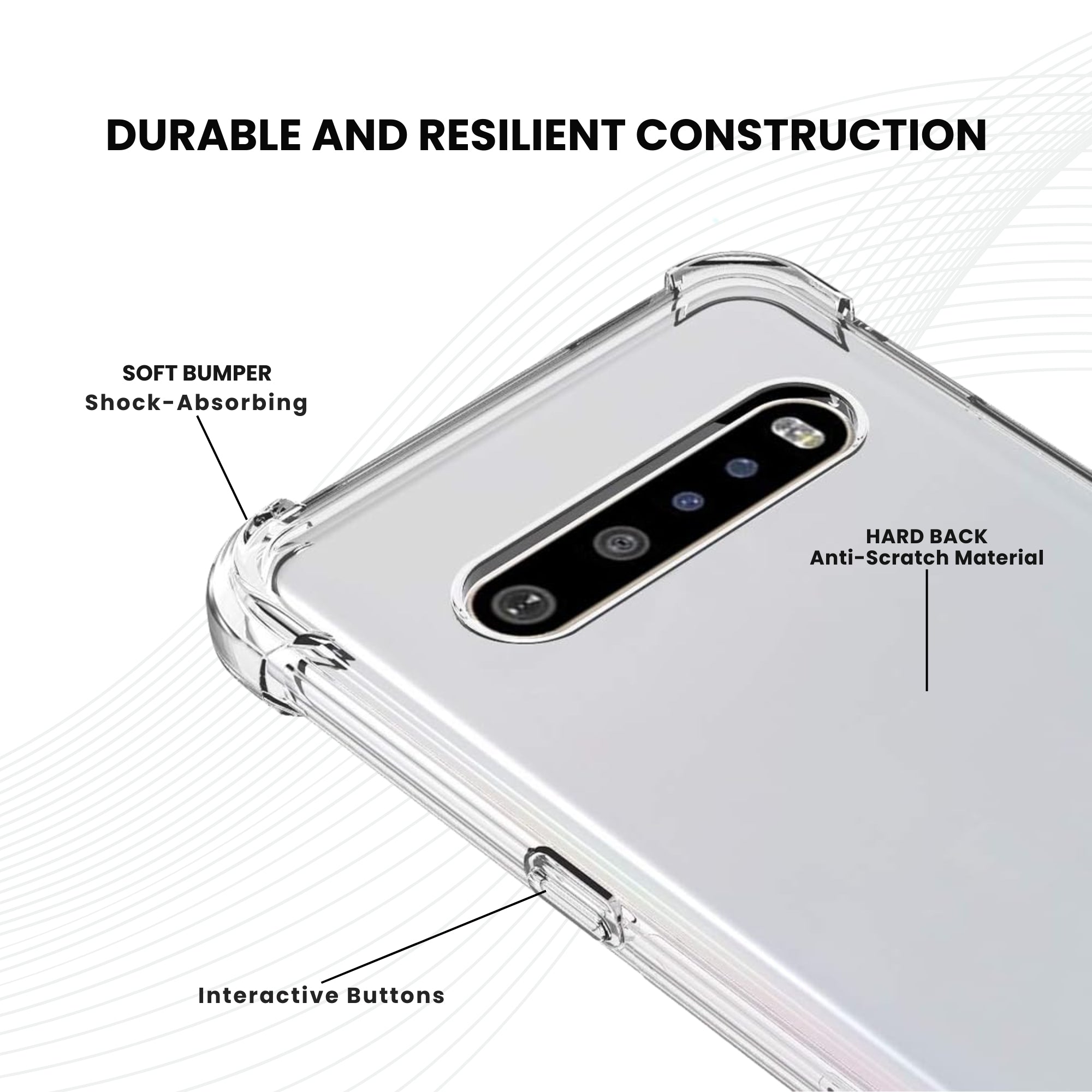 A clear protective, durable and resilient case for LG smartphones.