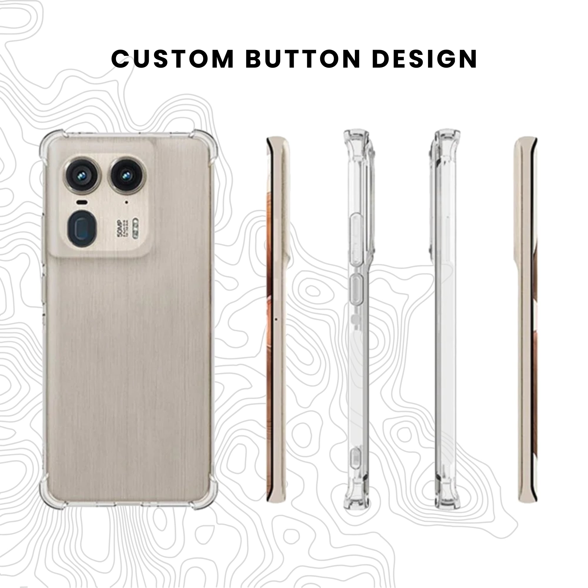 A clear plastic back cover case for a Motorola smartphone, showcasing the camera and cutouts for ports and buttons.